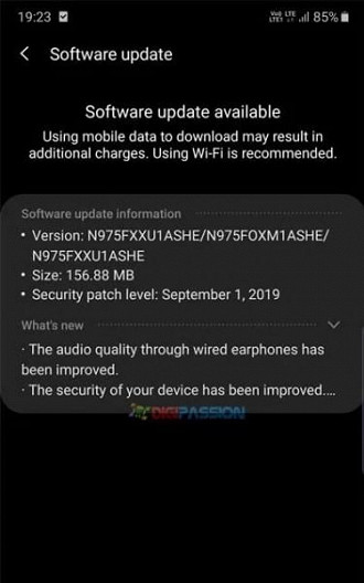 Atualização do Galaxy Note 10 Plus traz melhorias no áudio para fones com fio e patch de segurança de setembroatualização do galaxy note 10 plus traz melhorias do áudio para fones com fio e patch de segurança de setembro