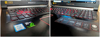 Cantos arredondados, design gamer chamativo, metal escovado com detalhes em vermelho Cantos arredondados, design gamer chamativo, metal escovado com detalhes em vermelho