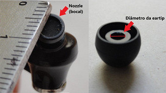 Como saber qual eartip (ponteira, borrachinha) é compatível com o fone. Fonte: Vitor Valeri