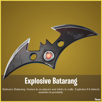 Batarang explosivo. Fonte: Twitter @FNBRLeaks Batarang explosivo. Fonte: Twitter @FNBRLeaks