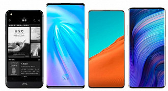 smartphones como o YotaPhone, Meizu Pro 7, Vivo NEX, Nubia X, Nubia Z20 e, incluo também o ZTE Axon M