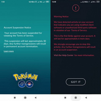 Tela do jogo Pokémon Go que aparece para os usuários bloqueados. Fonte: reddit