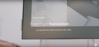 Tradução e legenda na apresentação em tempo real. Fonte: Microsoft (YouTube)