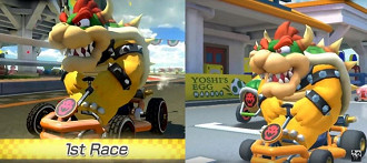 Mario Kart 8 (esquerda) vs Mario Kart Tour (direita). Fonte: Cycu1 (YouTube)
