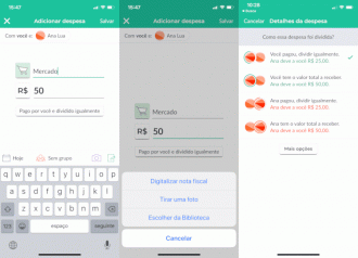 Splitwise te dá diversas opções na hora de inserir um gasto.