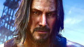 Personagem Silverhand interpretado por Keanu Reeves em Cyberpunk 2077.