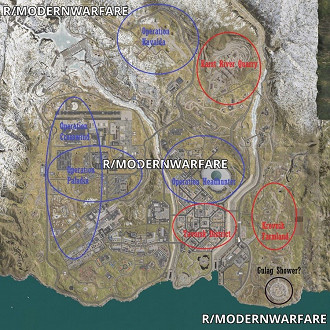 Mapa de Call Of Duty: Modern Warfare no modo Battle Royale. Fonte: wccftech Mapa de Call Of Duty: Modern Warfare no modo Battle Royale. Fonte: wccftech