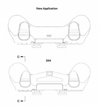 Comparação da parte superior dos controles do PS4 (abaixo) e PS5 (acima). Fonte: resetera