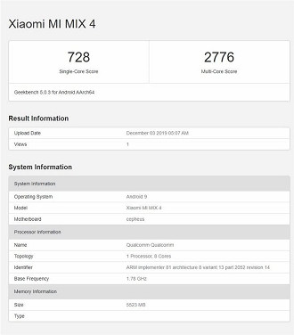 Mi Mix 4 - Geekbench