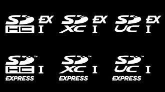 Logos dos novos cartões microSD Express abaixo. Fonte: digitalcameraworld