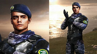 Capitão Nascimento do filme Tropa de Elite à esquerda e a direita personagem com visual modificado. Fonte: Free Fire