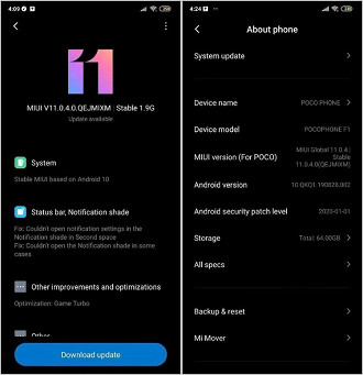 Android 10 e MiUI 11 para Pocophone F1