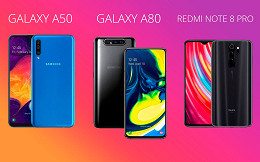 Galaxy A50 vs Galaxy A80 vs Xiaomi Redmi Note 8 Pro - Teste de performance Galaxy A50 vs Galaxy A80 vs Xiaomi Redmi Note 8 Pro - Teste de performance