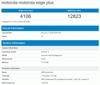 Motorola Edge+ no Geekbench