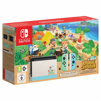 Caixa da edição especial do Nintendo Switch com temática de Animal Horizons. Fonte: Nintendo