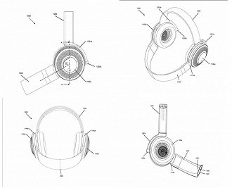 Patente de Headphone com purificadores de ar acoplados da Dyson. Fonte: Dyson ltd Patente de Headphone com purificadores de ar acoplados da Dyson. Fonte: Dyson ltd