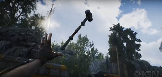 Cena do trailer em que um martelo é atraído pelo jogador. Fonte: IGN (YouTube)