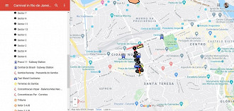 Google Maps mostrando o Carnaval no Rio de Janeiro. Fonte: GoogleMaps