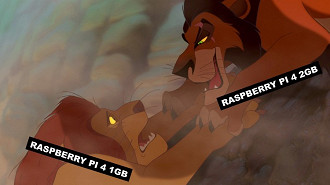 Meme de Simba (esquerda) e Scar (direita) publicado pela conta oficinal da Raspberry Pi Foundation no Twitter. Fonte: Raspberry_Pi (Twitter)