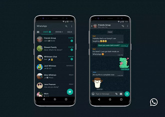 Visual do tema escuro do Whatsapp no Android. Fonte: The Verge