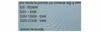 Imagem mostra uma foto com informações capturadas da tela de um computador supostamente de uma regional da Samsung no Brasil