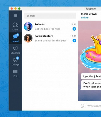 Nova aba lateral no Telegram para desktop. Fonte: Telegram