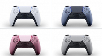 Design nas cores azul, rosa e cinza, do controle DualSense do PS5. Fonte: PS4_Trophies (Twitter)