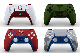 Design nos temas de God of War e Spider-Man do controle DualSense do PS5. Fonte: Strap_4k (Twitter)