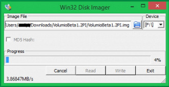 Passo 3: Instalando o software Volumio no cartão SD. Fonte: Hifiberry