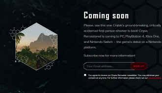 Aviso no site oficial de Crysis sobre o novo game Crysis Remastered