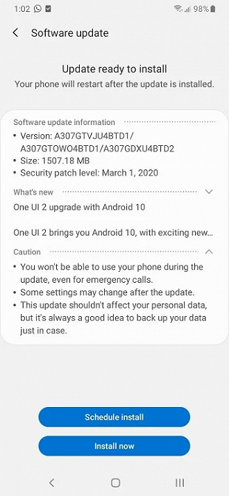 OneUI 2.0 chega ao Galaxy A30s