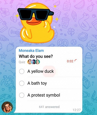 Modo Quiz melhorado nas enquetes. Fonte: Telegram
