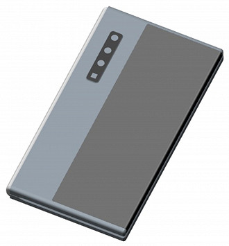 Huawei dobrável - Patente, imagem mostra smartphone dobrável fechado, frente.