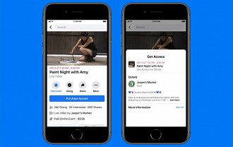 Telas de eventos de lives com valor cobrado para ter acesso a transmissão ao vivo. Fonte: Facebook