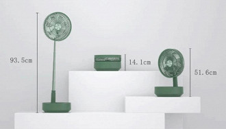 3 formas do ventilador Xiaomi EDON foldable fan. Fonte: Xiaomi