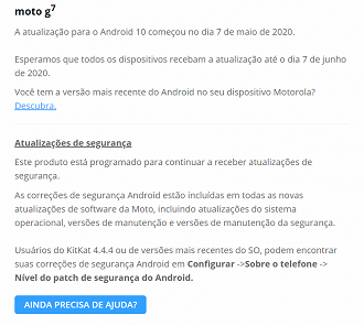 Site da Motorola confirma chegada do Android 10