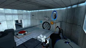 A gameplay de Portal combina estratégia com criatividade.