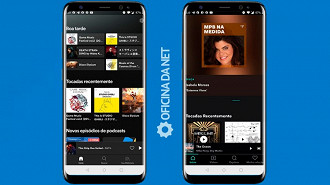 Tela inicial do Spotify a esquerda e do Tidal a direita.