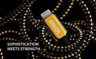 Cabo Anker PowerLine + III Special Edition Gold Design. Fonte: Anker Cabo Anker PowerLine + III Special Edition Gold Design. Fonte: Anker