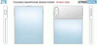 Patente de smartphone dobrável da ZTE - Dobrado (fonte: LetsGoDigital)