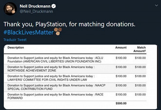 Neil Druckmann compartilha print screen da Playstation onde havia doações da Naughty Dog a grupos como ACLU, NAACP e a organização sem fins lucrativos Race Forward.