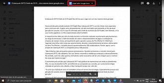 Após selecionar para abrir o arquivo, clique em Open with Google Docs.