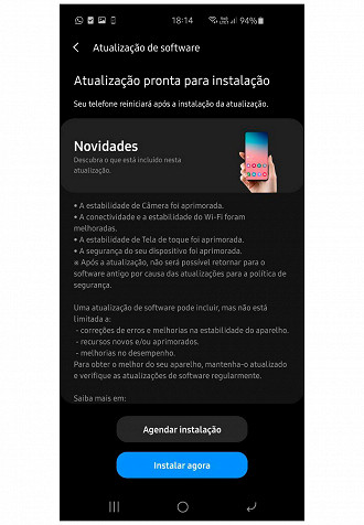 Atualização traz patch de segurança de junho e melhorias para câmeras, wi-fi e outros recursos