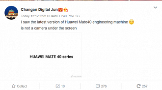 Leaker afirma que Huawei Mate 40 não terá câmera frontal sob a tela