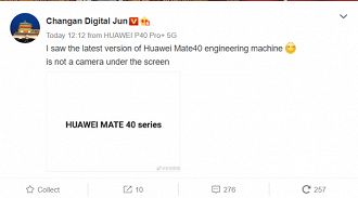 Leaker afirma que Huawei Mate 40 não terá câmera frontal sob a tela Leaker afirma que Huawei Mate 40 não terá câmera frontal sob a tela