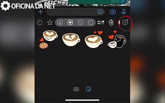 Selecione o + para adicionar novos stickers Selecione o + para adicionar novos stickers