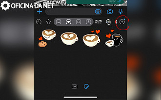 Selecione o + para adicionar novos stickers