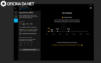 Controles de DPI e tempo de resposta do mouse