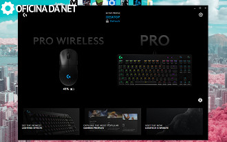 Tela inical do Logitech G Hub