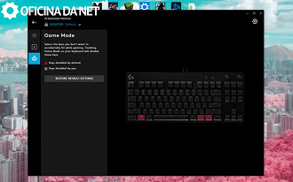 Aba dedicada ao Game Mode, lembre-se que há um botão dedicado no teclado